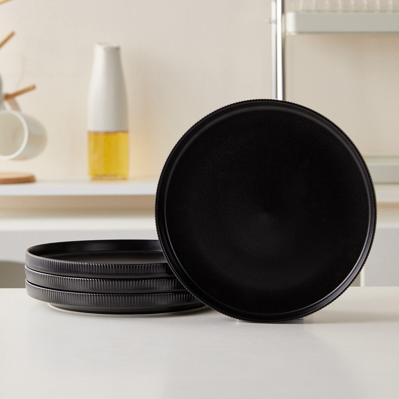 JIWOO Teller 4er,Ø27,7cm,Frühstücksteller,Vorspeisenteller,Salatteller,Gemüseteller, (4 St), Keramik,Mikrowellen-und spülmaschinenfest,Matt,Ø25cm