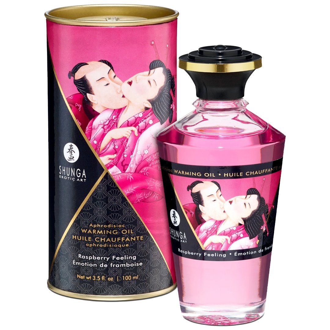 SHUNGA Massageöl Aphrodisiakum wärmendes Massage Öl Raspberry Feeling - Himbeer, Atemaktivierte Erwärmung