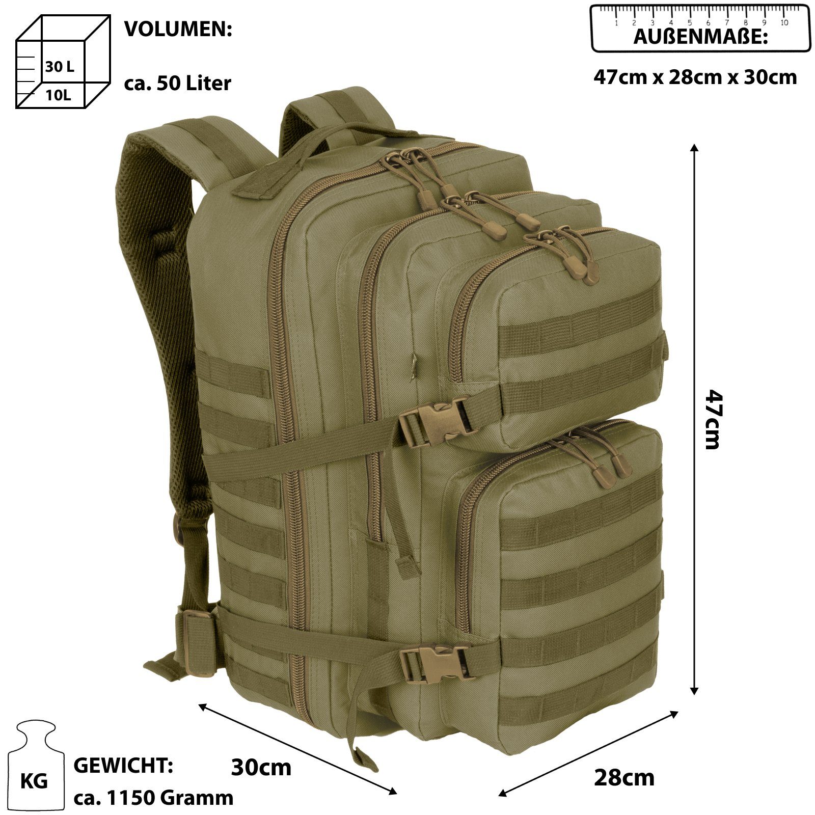 EAAKIE Rucksack Rucksack Sport Reisen Arbeit Army Military Outdoor 50 L CAM günstig online kaufen