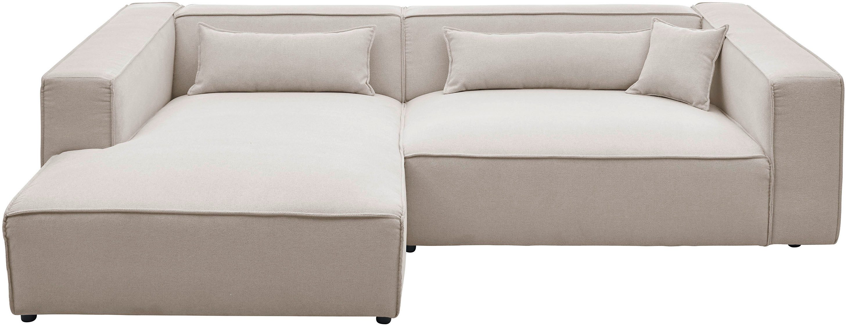 LeGer Home by Lena Gercke Ecksofa PIARA XXL Strukturstoff, Big-Sofa, L-Form, wahlweise Ottomane rechts/links, Kedernaht, extra tiefe Sitzfläche