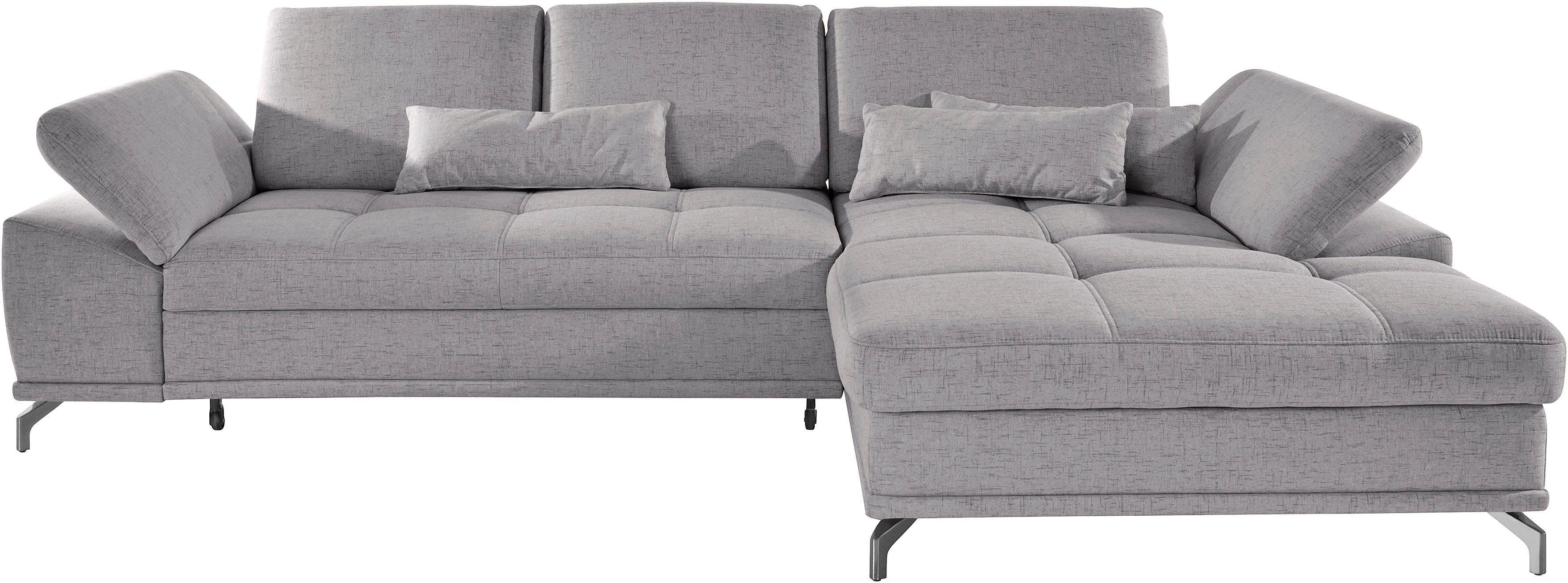 OTTO home Ecksofa Costello L-Form, B: 301cm, Sitztiefen & Armteilverstellung, Federkern, 3 Nierenkissen, mit Schlaffunktion & Bettkasten