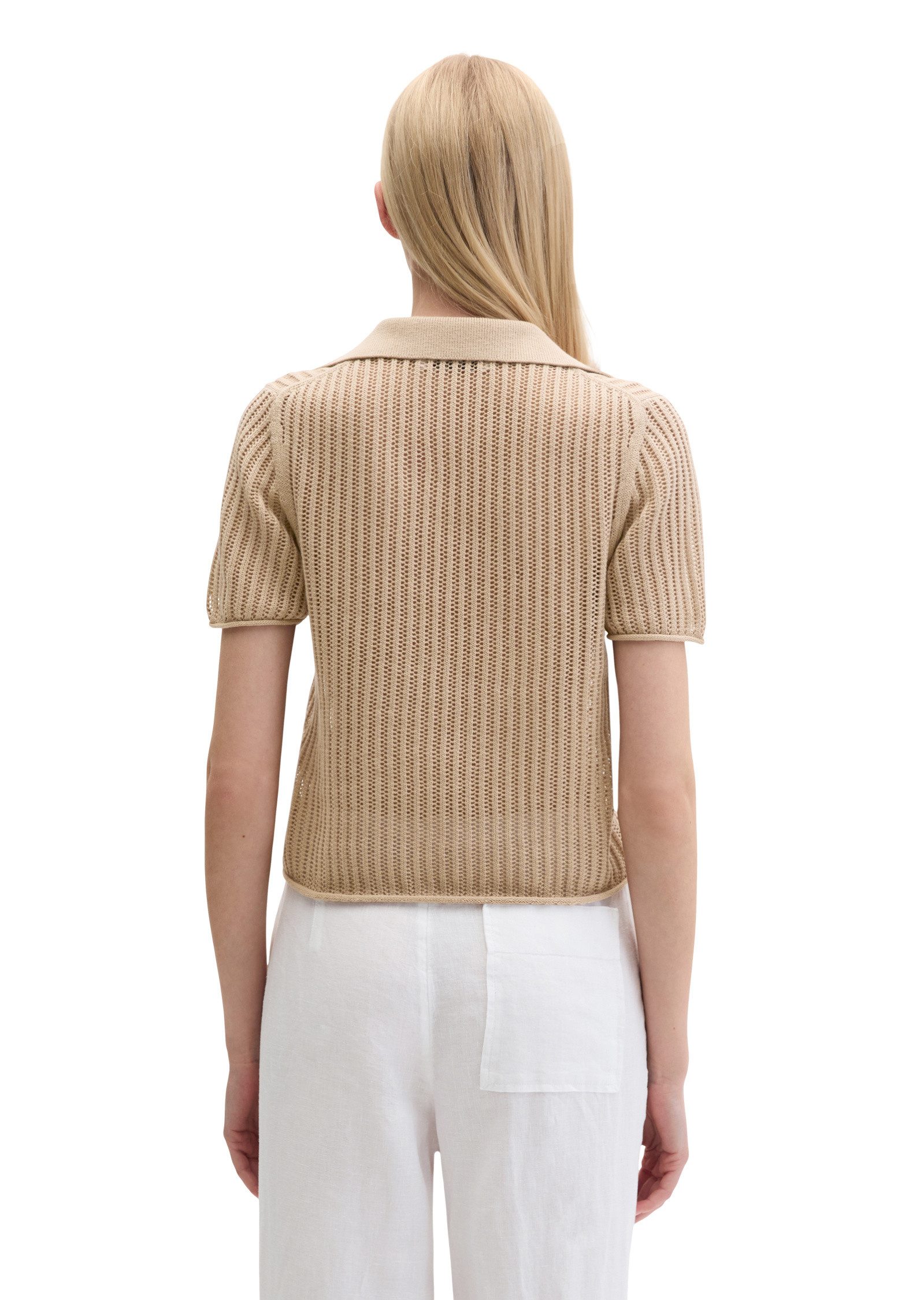 Marc O'Polo Polokragenpullover aus Bio-Baumwolle-Leinen-Mix