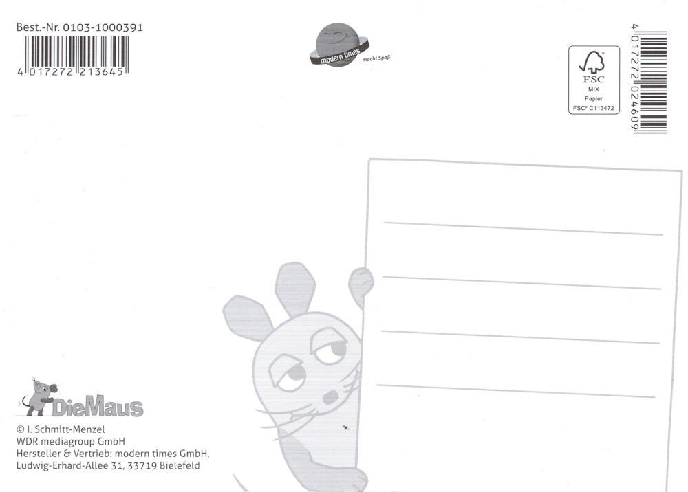 Postkarte "Sendung Maus Starschnitt Maus: IV" mit der Tanzende