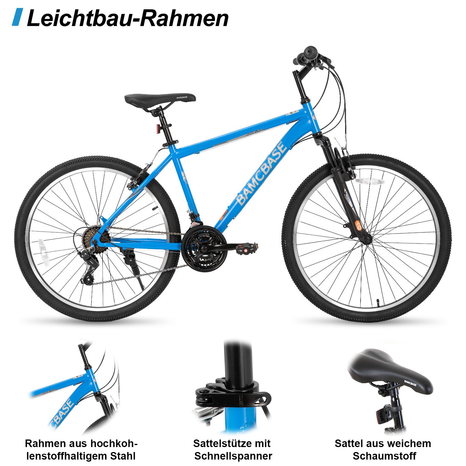 HILAND Mountainbike 26 27,5 29 Zoll bike MTB für Männer Frauen, Studenten-Pendlerfahrrad, mit V-Bremse, 21 Gang, Federgabel, Hochwertiger Rahmen,Kettenschaltung