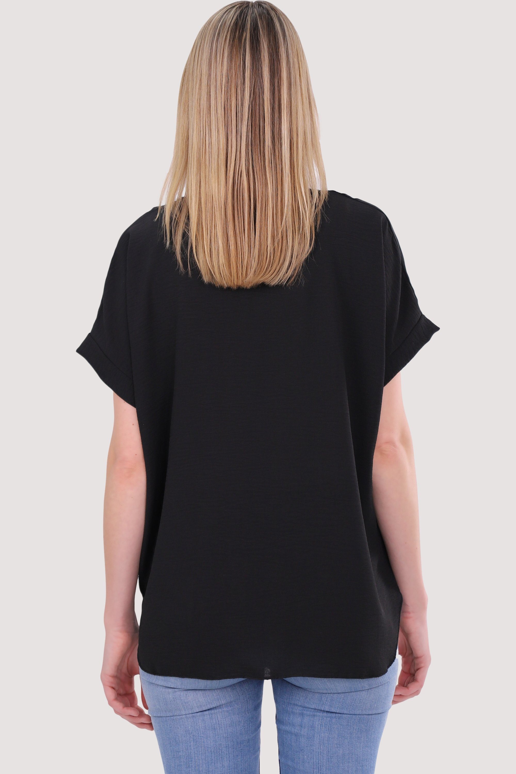 malito more than Kette schwarz Blusenshirt Bindeknoten Einheitsgröße 10508 mit und fashion