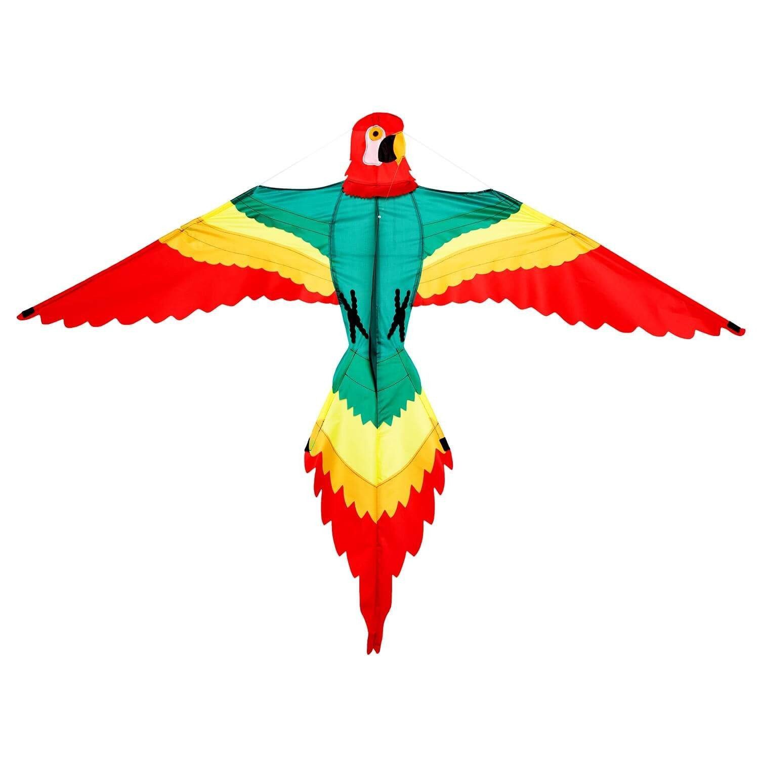 Wolkenstürmer Flug-Drache Kinderdrachen Pablo Papagei ab 3 Jahre - 160 cm, (Papagei Drachen für Kinder - Outdoor Spielzeug ab 3 Jahren, 1-tlg), Kite for Children mit Ara Motiv - Ready to Fly Einleiner