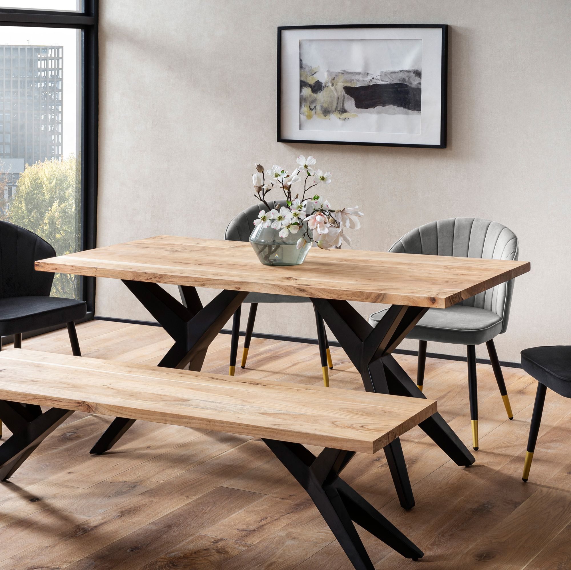 FINEBUY Esstisch FB66278 (Akazie Massivholz Rechteckig, günstig online kaufen