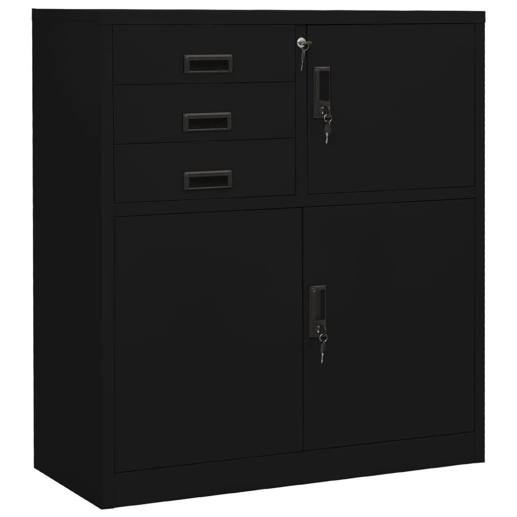 vidaXL Aktenschrank Büroschrank Schwarz 90x40x102 cm Stahl (1-St)