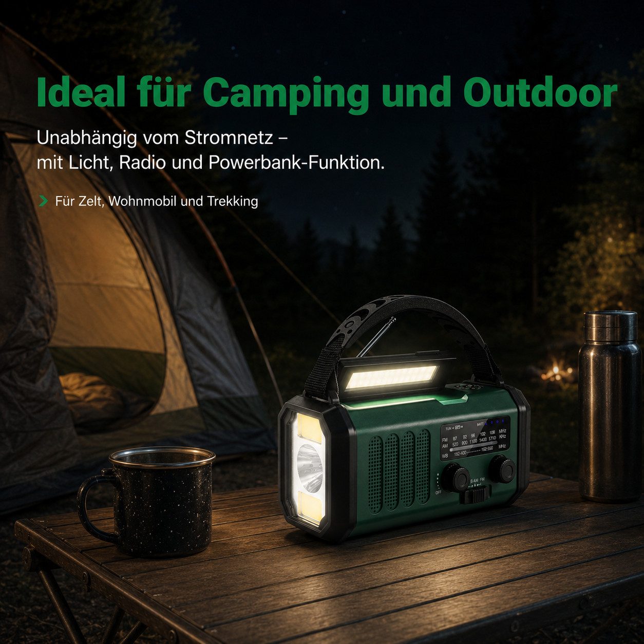 Tekoo Notfallradio 10000mAh mit Solar, Kurbel, LED, SOS, IPX6, UKW Notfallradio (UKW, FM, MW, AM, Wetterradio, 14 W, IPX6 Spritzwassergeschützt, 3-Modi-Taschenlampe, Notfall-Wetterradio)