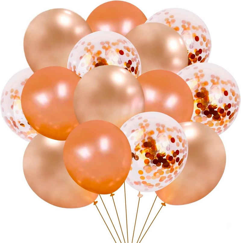 Dekotalent® Luftballon 100x Luftballons mit Konfetti Confetti Glitter Rose, Gold Rosegold