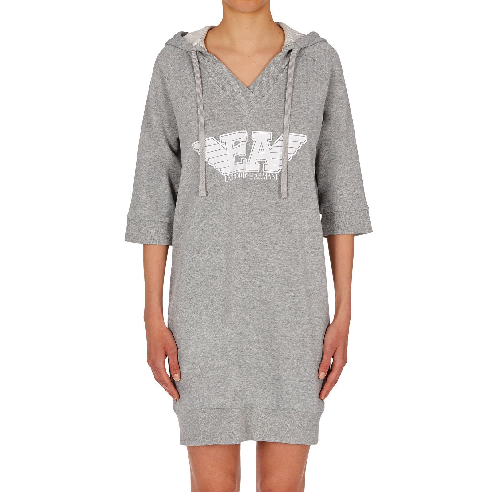 Night Dress melange light Emporio großem Hood grey vorn Logo Armani with 03748 Nachthemd mit