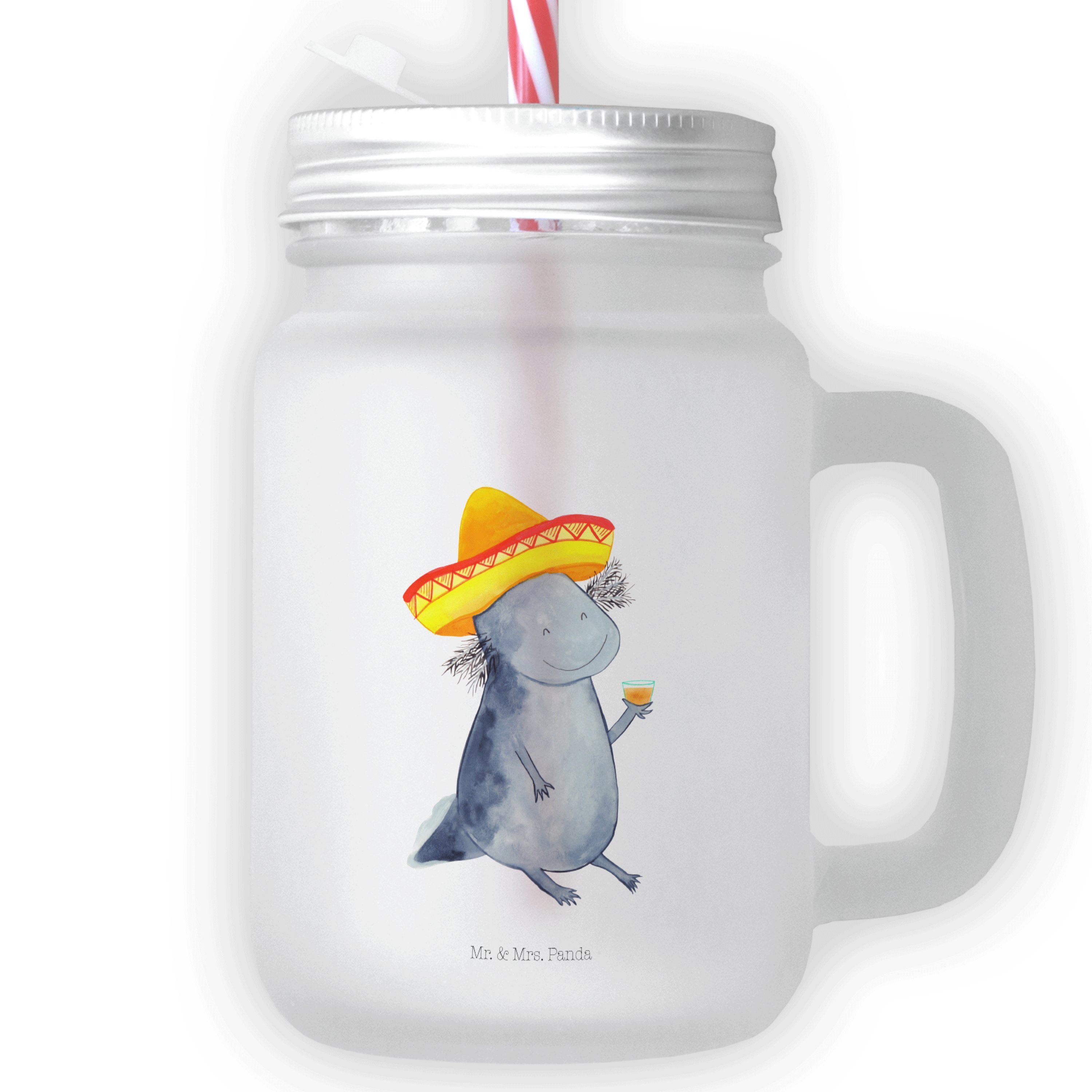 Mr. & Mrs. Panda Glas Axolotl Tequila - Transparent - Geschenk, Lurche, Trinkglas, Schwanzl, Premium Glas