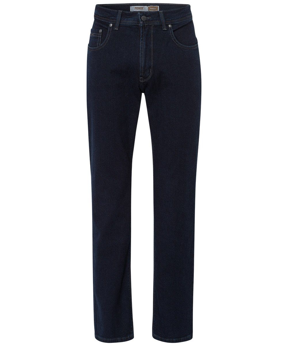 Pioneer Jeans mit Bundhöhe normaler Fit, Gerade Passform Rando Blue/Black Denim, Authentic Regular Stretch Straight-Jeans 16801-06377-6800