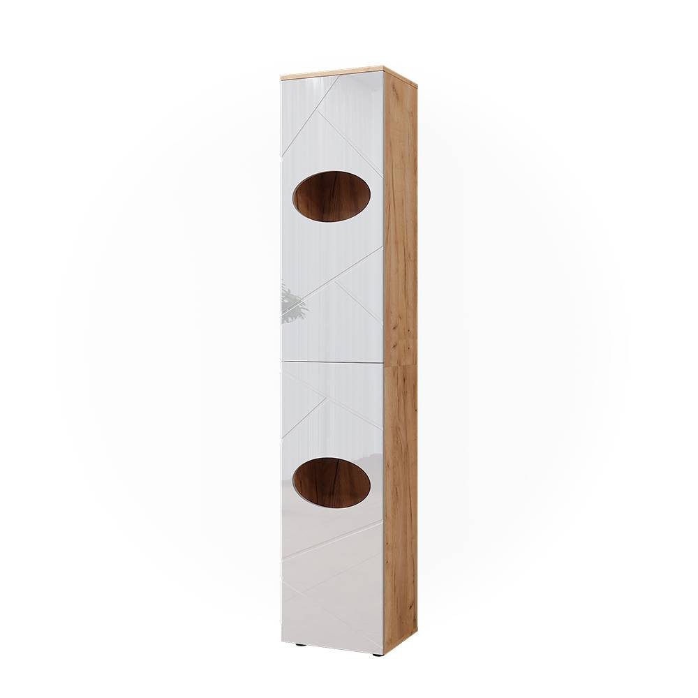 Vicco Hochschrank Irma, Goldkraft Eiche/Weiß Hochglanz, 37.2 x 192 cm