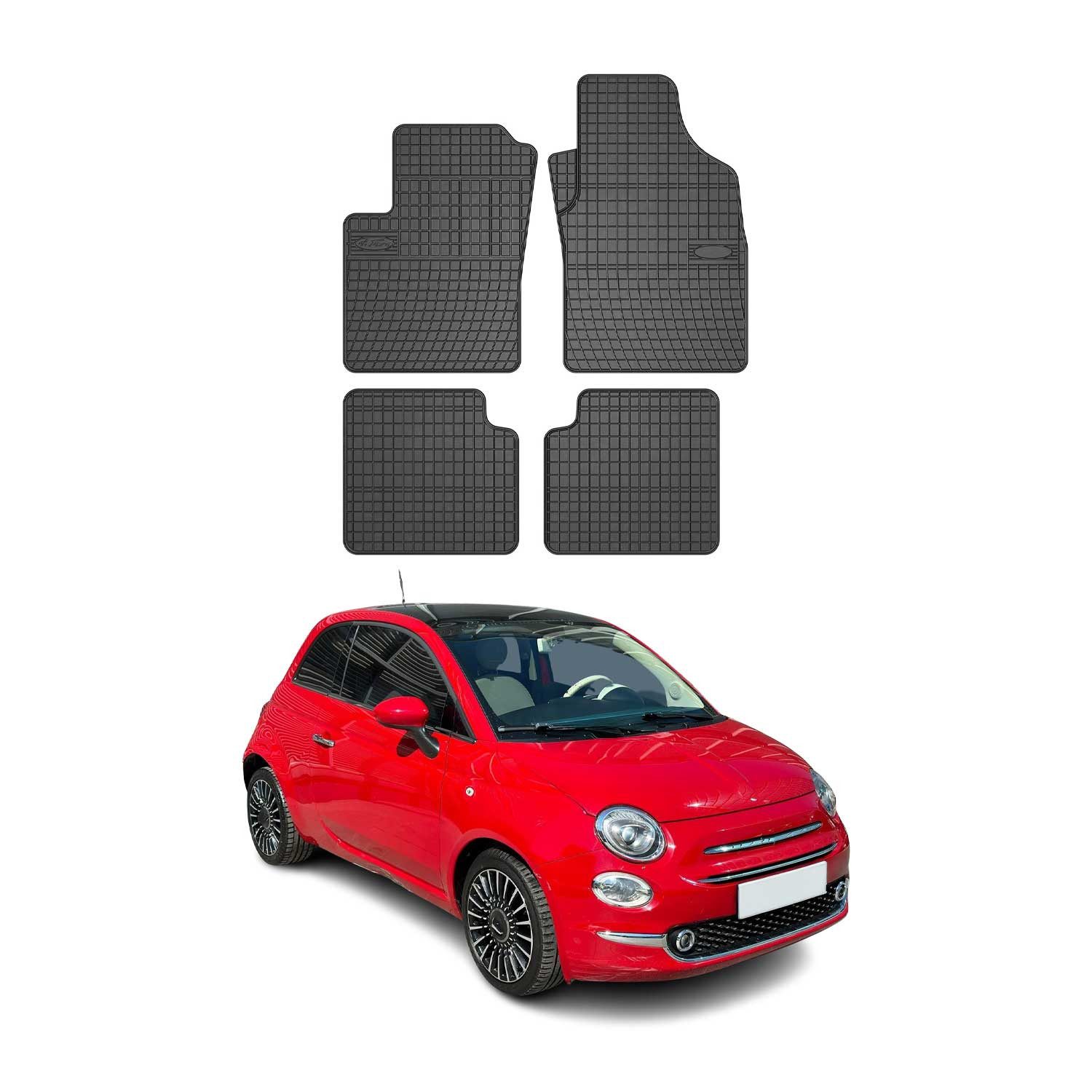 OMAC Auto-Fußmatten für Fiat 500 500C 2007-2020 Gummimatten Schwarz 4 tlg (4 St), für Fiat 500 500C 2007-2020 Fiat 500 500C 2007-2020, Antirutsch,Wasserfest,Einfache Installation