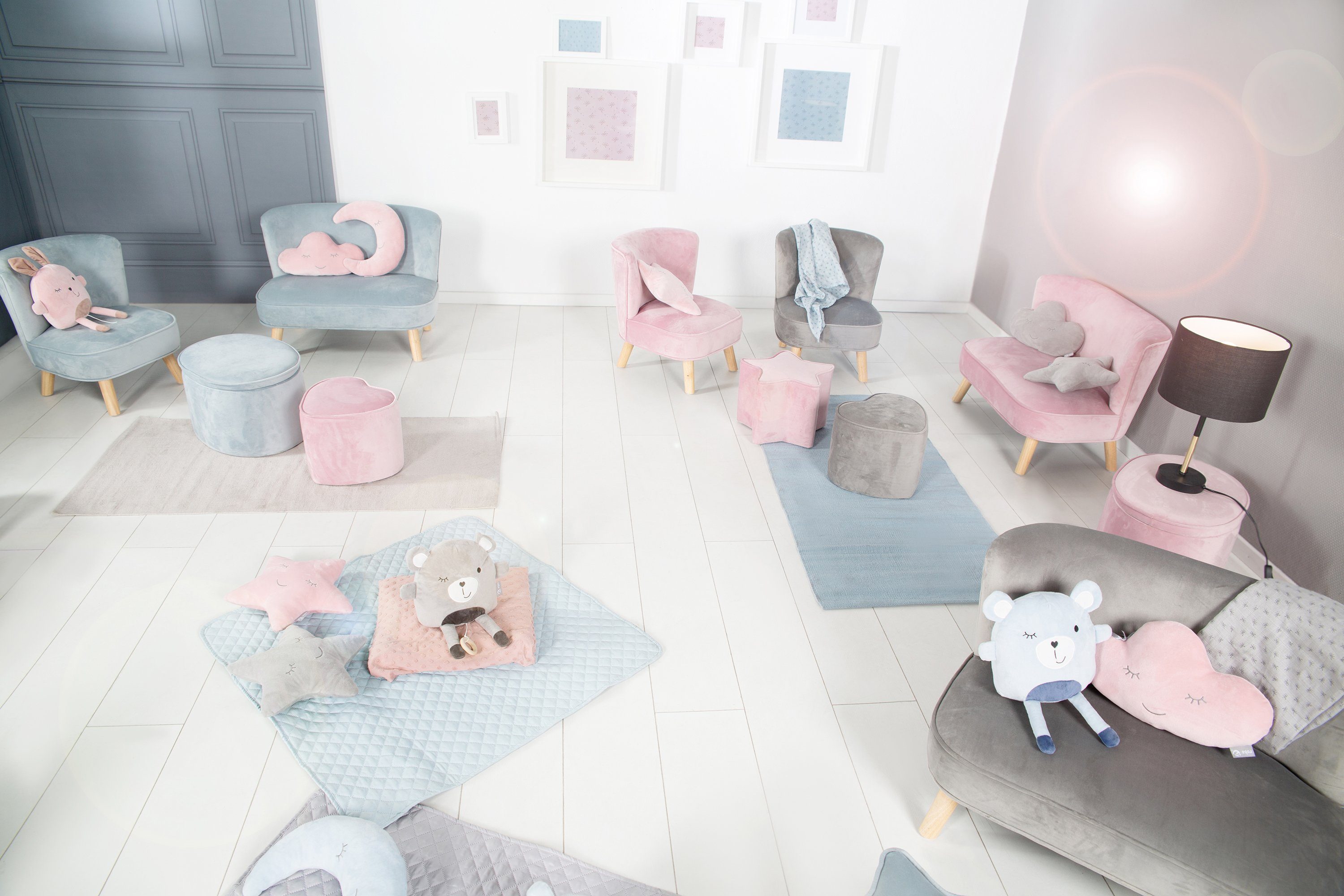 Sofa, mit Lil rosa/mauve roba® Holzfüßen Sessel