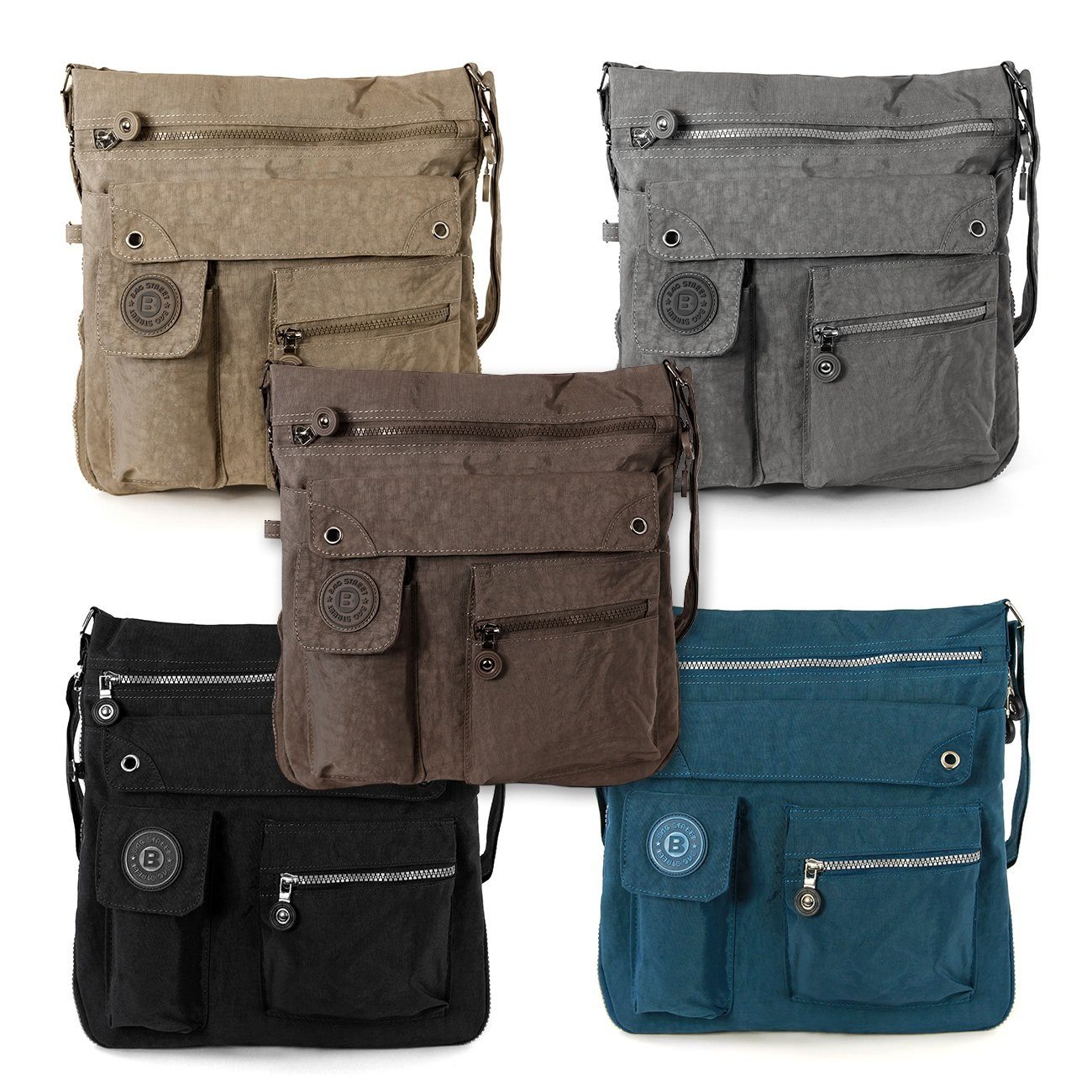 BAG STREET Umhängetasche Bag Street Damenhandtasche Umhängetasche (Umhängetasche), Damen, Jugend Umhängetasche Nylon, stone, braun ca. 31cm x ca. 33cm