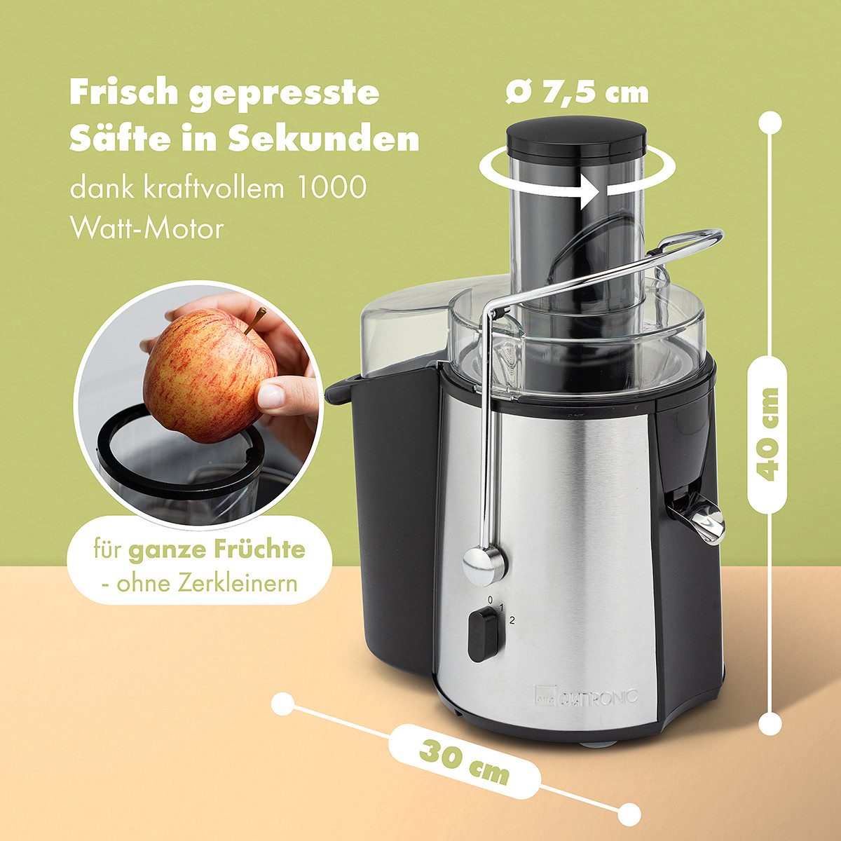 CLATRONIC Entsafter AE 3532, für Gemüse und Obst, 1000W, Tropfstopp