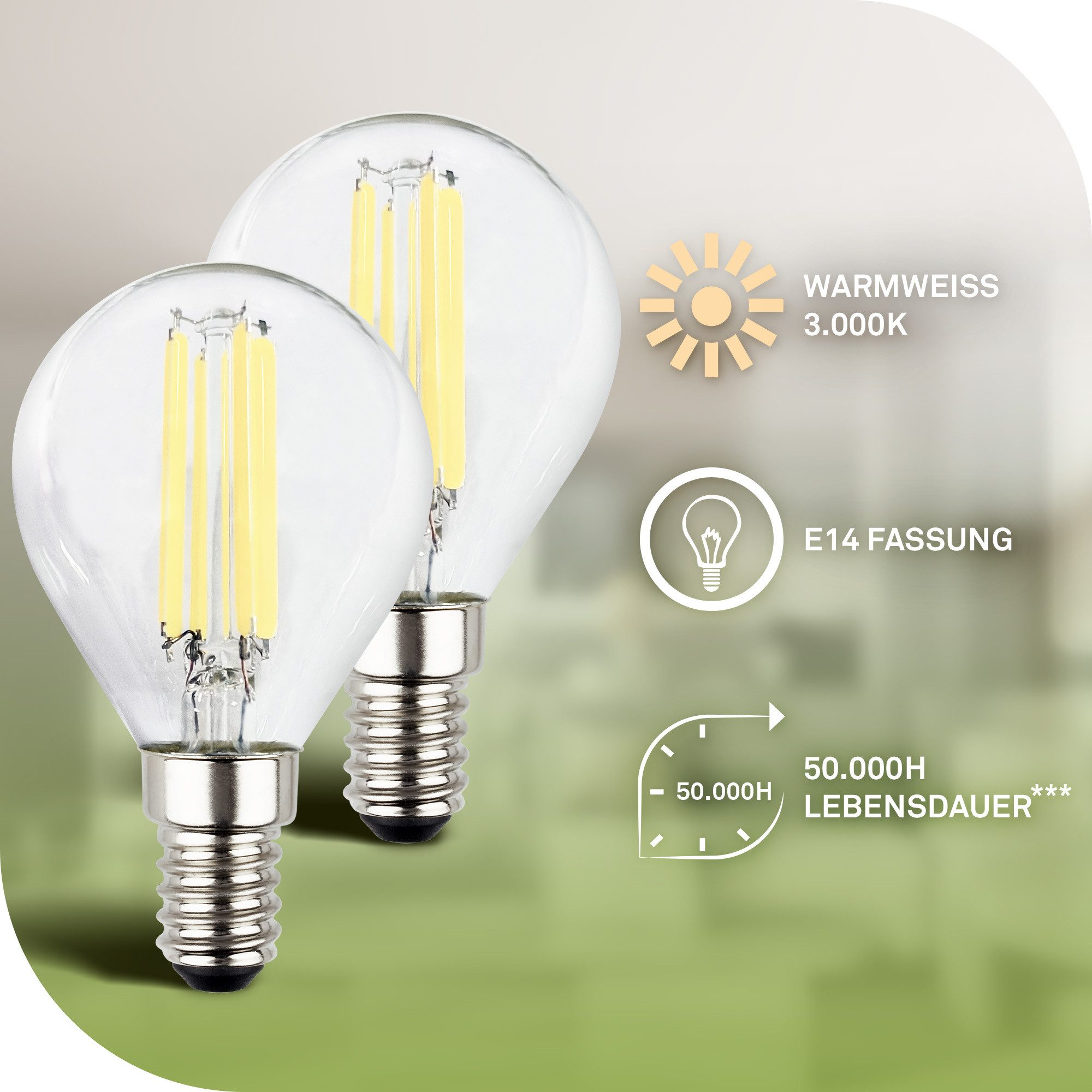 Briloner Leuchten LED-Leuchtmittel 2er Set EEK A Warmweißes Licht, GU10, E27, E14, ultra energieeffizient, versch. Formen und Größen