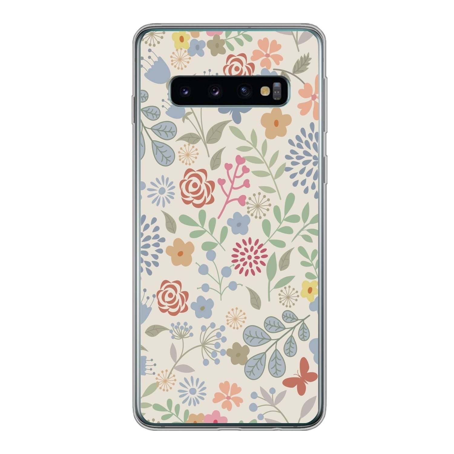 MuchoWow Handyhülle für Samsung Galaxy S10 Eine Blumenmuster-Illustration mit vielen Blume, Phone Case, Silikon, Schutzhülle Dünn