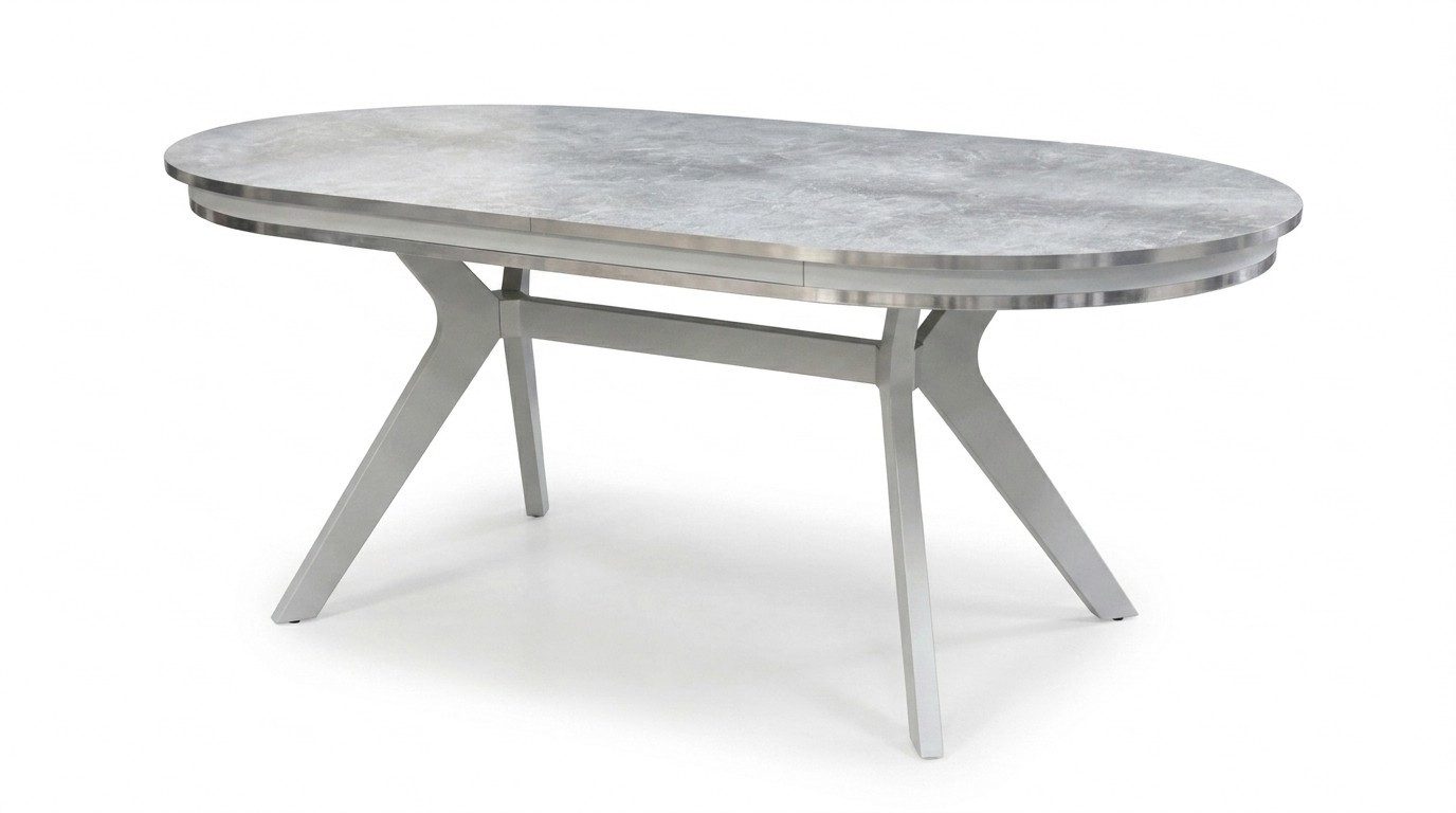Xlmoebel Esstisch Esstisch Stil modern grau bequem praktisch Esszimmer komfortabel oval (1-St., 1-tlg)