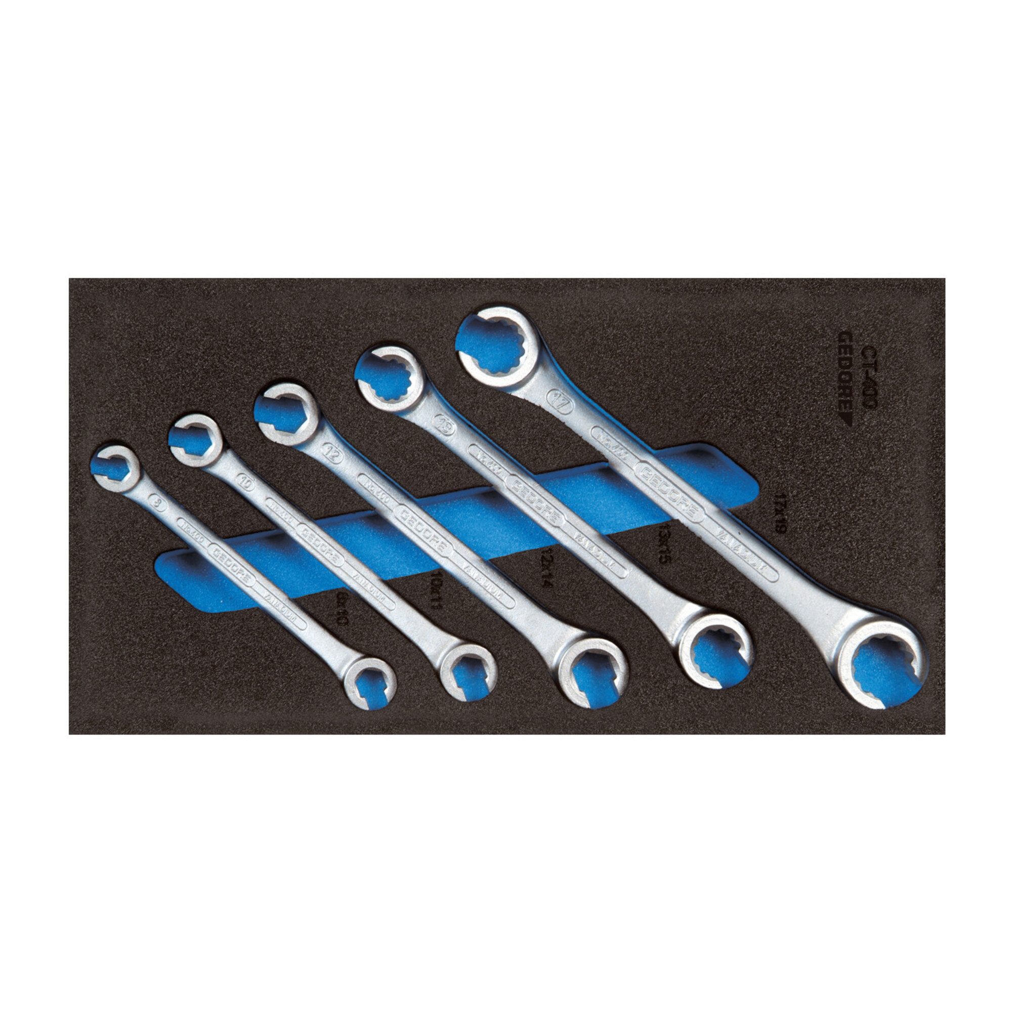 Gedore Crimpzange Gedore 1500 CT1-400 Doppelringschlüssel-Satz, offen, in Check-Tool-Mod