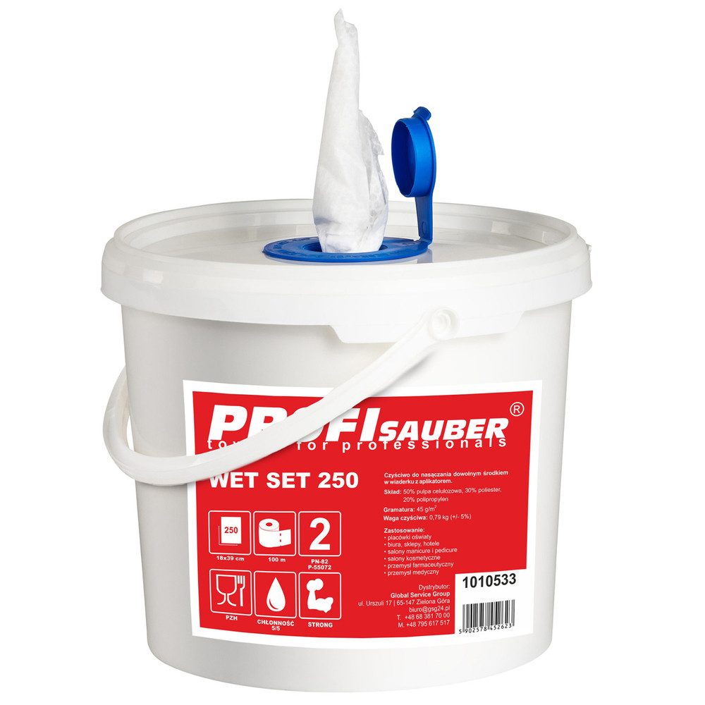 PROFI Wischtuchrolle Spendereimer Industrievlies Reinigungstücher (Vliesstoff, 18.0x39.0 cm, Spar-Set, 1-tlg., 18 x 39 cm saugstark, saugstark, staubarm, reißfest, Eimer mit Applikator)