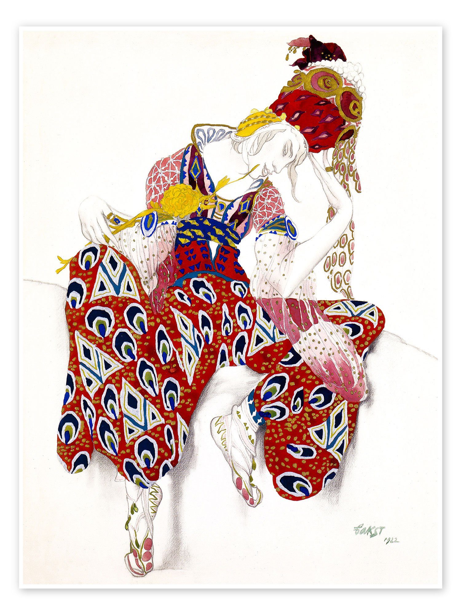 Posterlounge Poster Leon Nikolajewitsch Bakst, Kostüm für Nijinsky, Ballett LA PERI, Orientalisches Flair Malerei