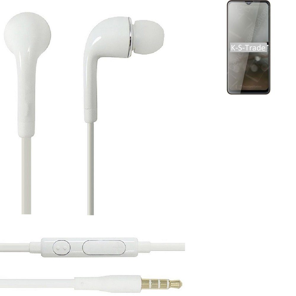 K-S-Trade für Cubot mit 3,5mm) Headset weiß Note Lautstärkeregler (Kopfhörer In-Ear-Kopfhörer u 20 Mikrofon