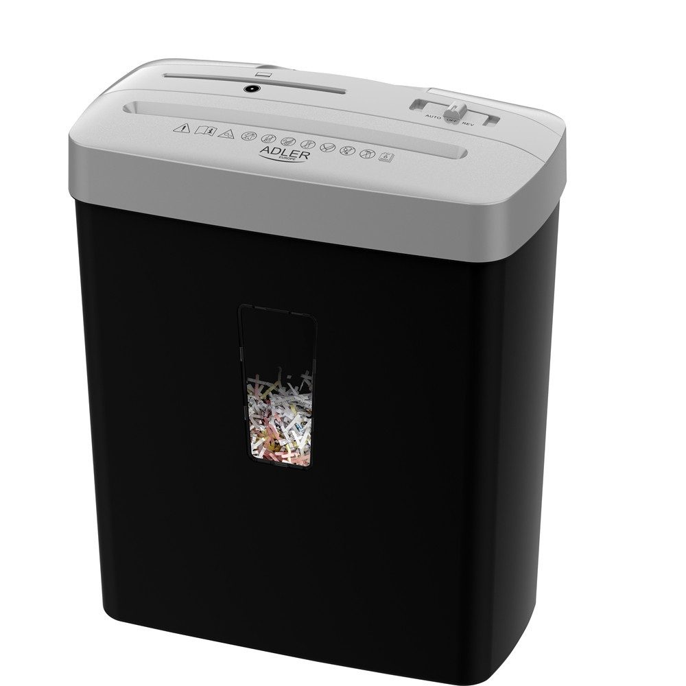 ADLER EUROPE Aktenvernichter AD 1037 P-4 Dokumentenschredder, für Papier, Kreditkarten und CD/DVDs, 6 Blatt, 13 Liter