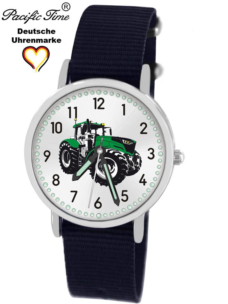 Gratis Traktor Quarzuhr Pacific Time Design Kinder Mix grün blau - Wechselarmband, und Versand Armbanduhr Match