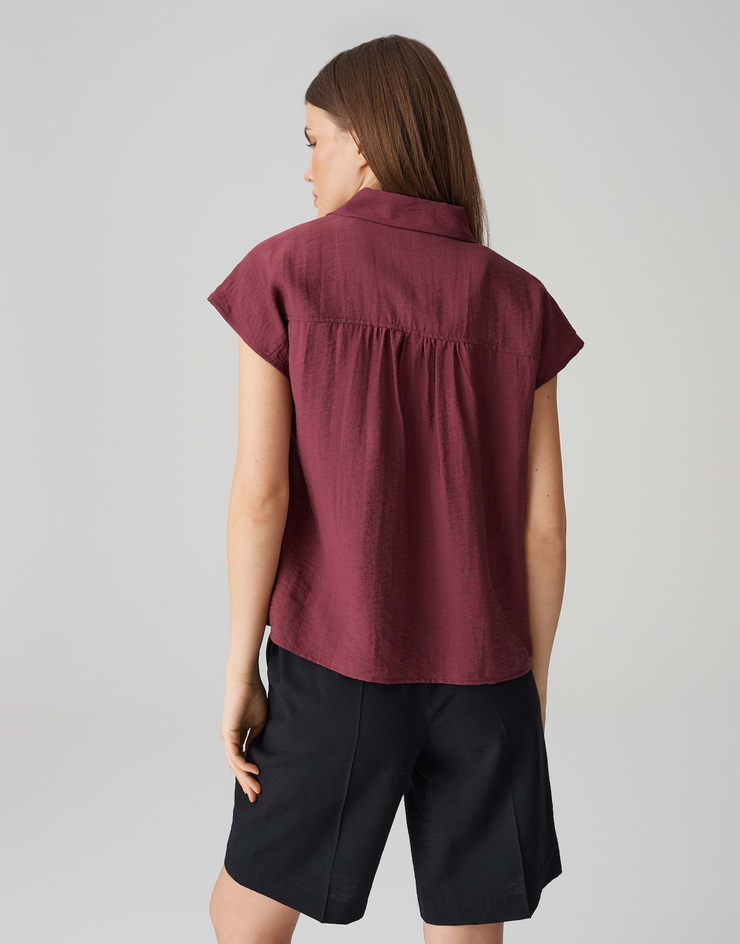OPUS Satinbluse FAIRI Loose mit femininen Raffungen
