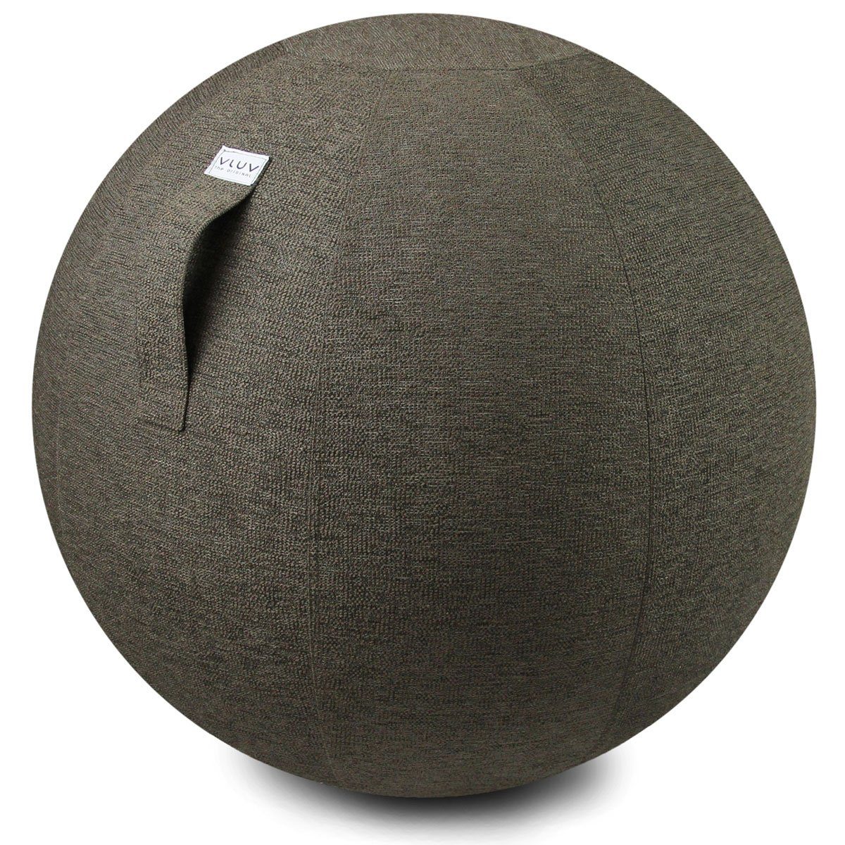 VLUV Sitzball VLUV STOV Stoff-Sitzball, ergonomisches Sitzmöbel für Büro und Zuhause, Farbe: Greige, Ø 60cm - 65cm, hochwertiger Möbelbezugsstoff, robust und formstabil, mit Tragegriff