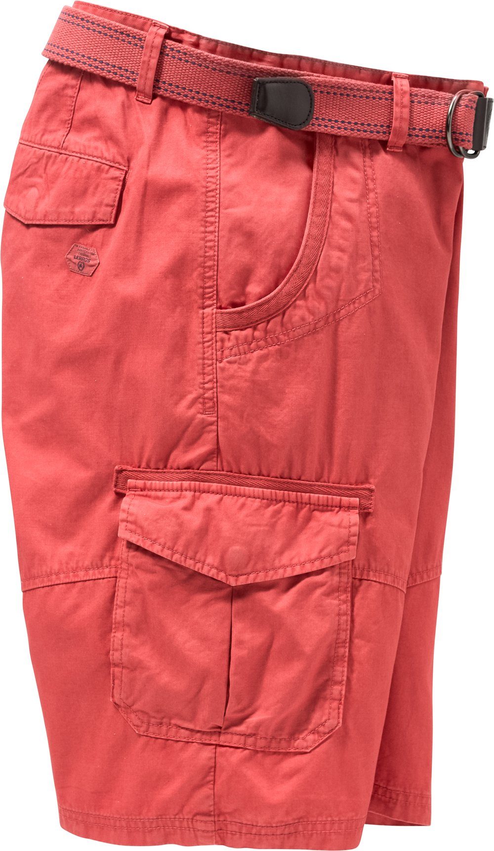 LERROS Cargobermudas Beinschnitt Textilgürtel rot lockerer, sportiver inklusive und