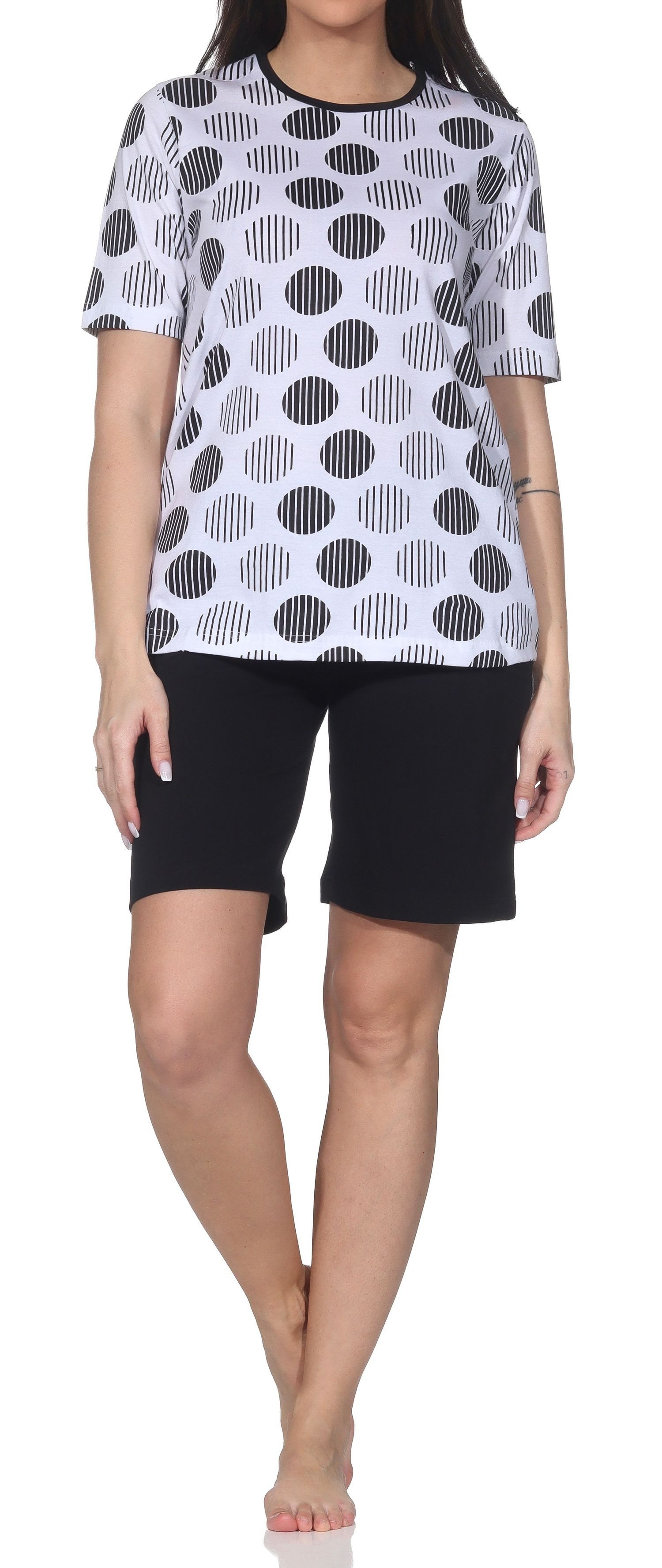 Pyjama Normann Damen kurzarm Shorty-Schlafanzug – Sommerliches Punkte-Design