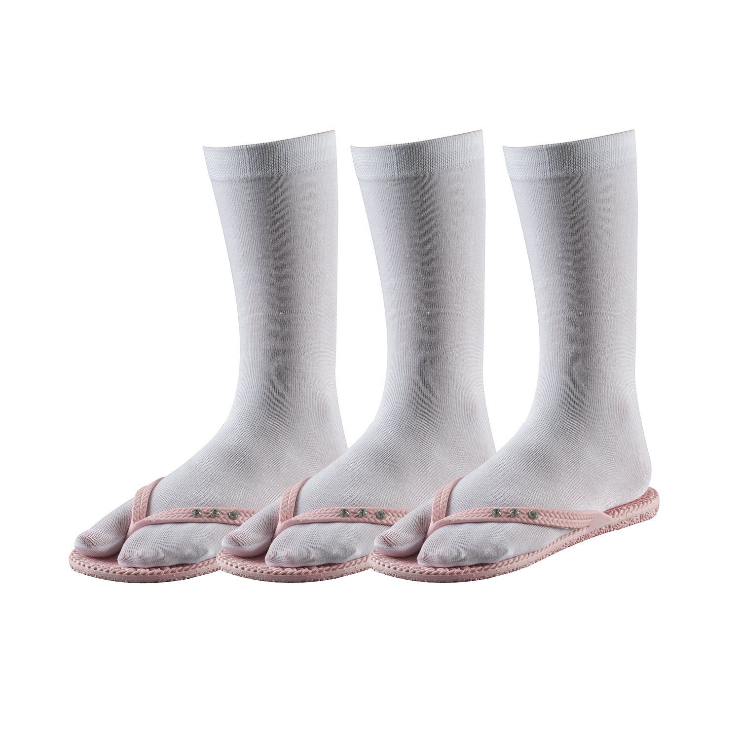 FussFreunde Zehensocken Sandalen-Socken, Bambussocken, Paar 3 Zwei-Zehen-Socken, Socken Weiß Tabi