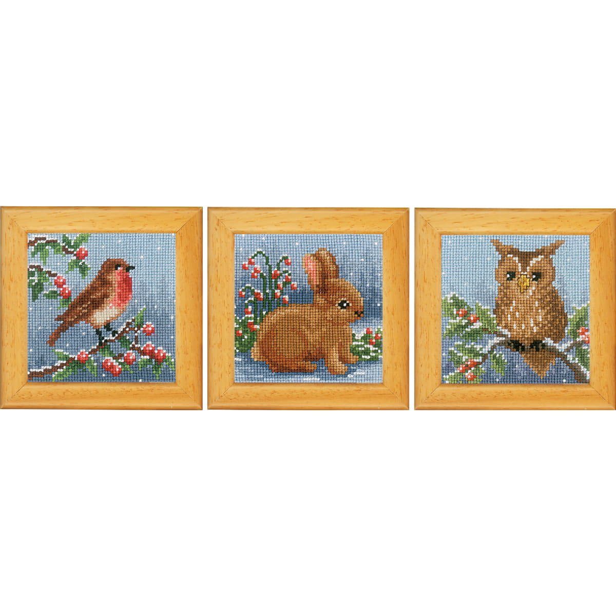 Vervaco Kreativset Vervaco Kreuzstich Stickpackung "Tiere im Winter" 3er Stickpackung, Z, (embroidery kit by Marussia)