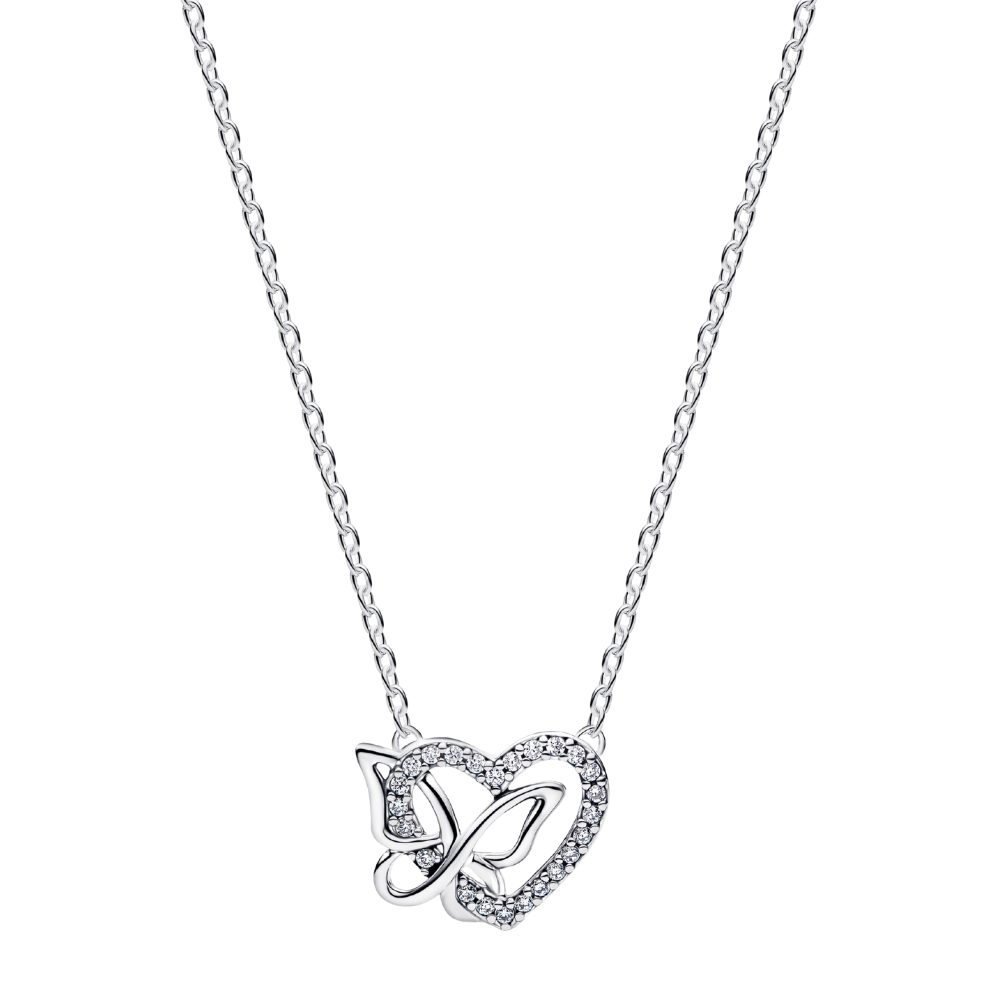 Pandora Herzkette 394477C01-45, Zirkonia, Herz, Liebe, Schmetterling