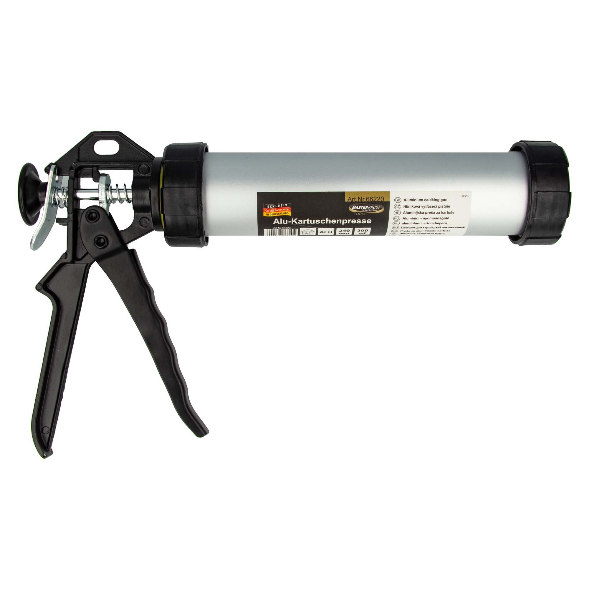 MASTERPROOF PROFESIONAL Kartuschenpistole Alu-Kartuschenpresse für Silikon, Acryl & Kleber mit Kartusche 310 ml