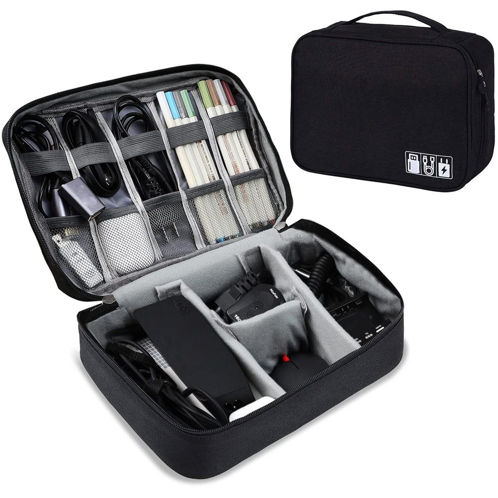 TUWENA Taschenorganizer Kabeltasche, ReiseKabel Organizer Große Wasserdichten organisator, Multifunktional tasche für Kabel Ladegerät Handy Festplatten Powerbank