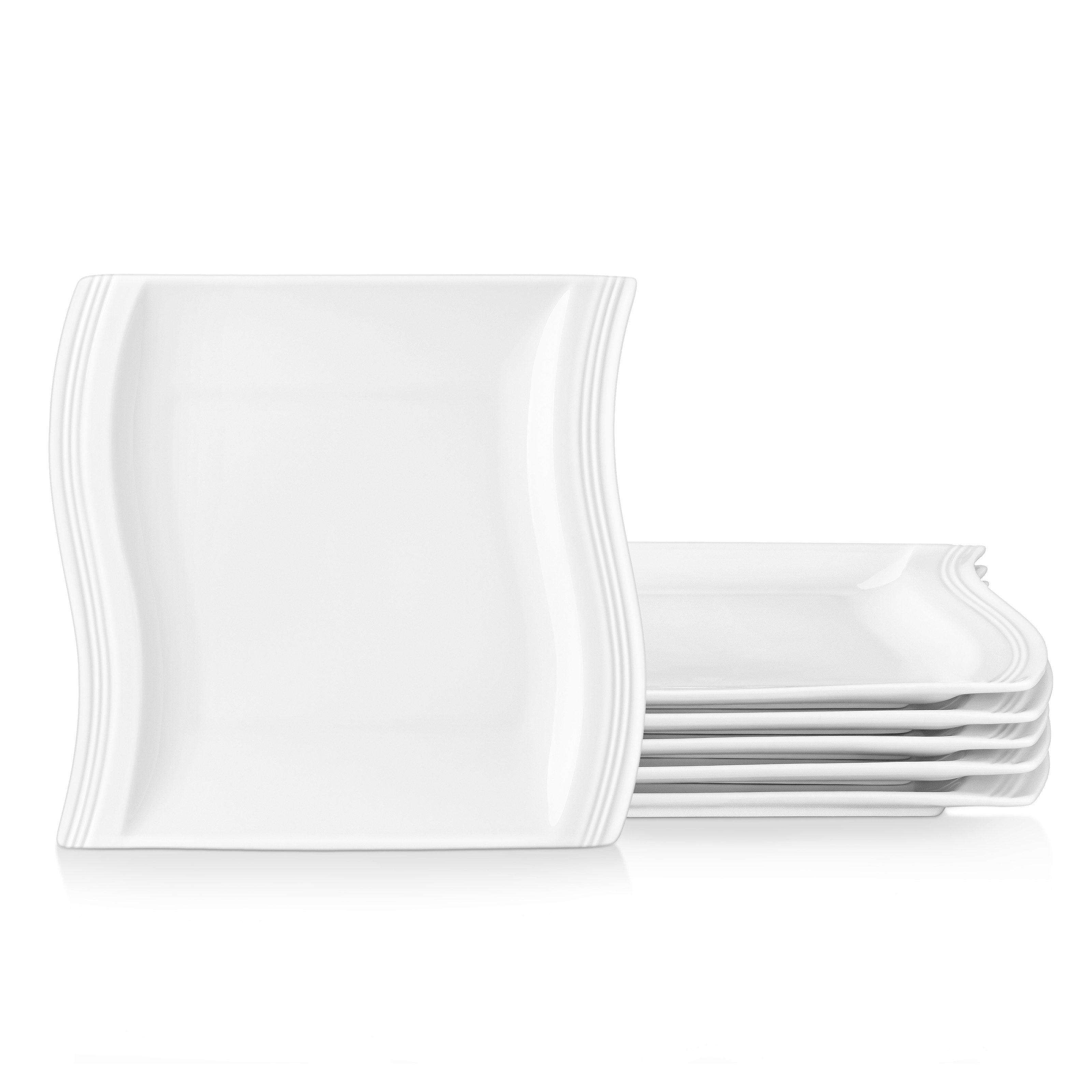 MALACASA Dessertteller 6tlg Dessertteller FLORA Tellerset für 6 Personen, Weiß Porzellan, (6 St)