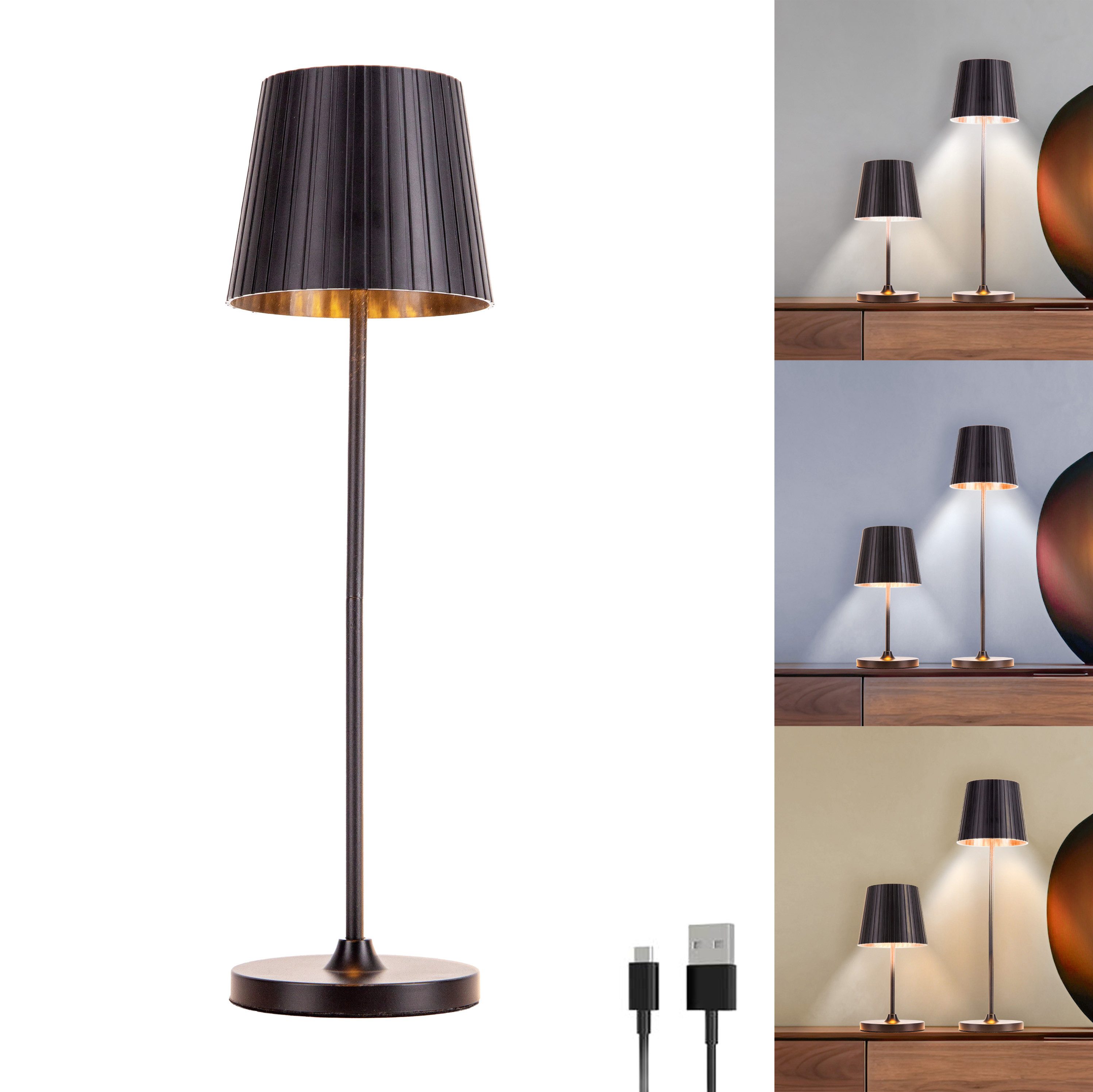 EGLO LED Tischleuchte Eglo LED Akku Tischleuchte Nachtlicht Garten-Leuchte dimmbar, LED, warmweiß, neutral, dimmbar, 3 Helligkeitsstufen, 2 einstellbare Höhen