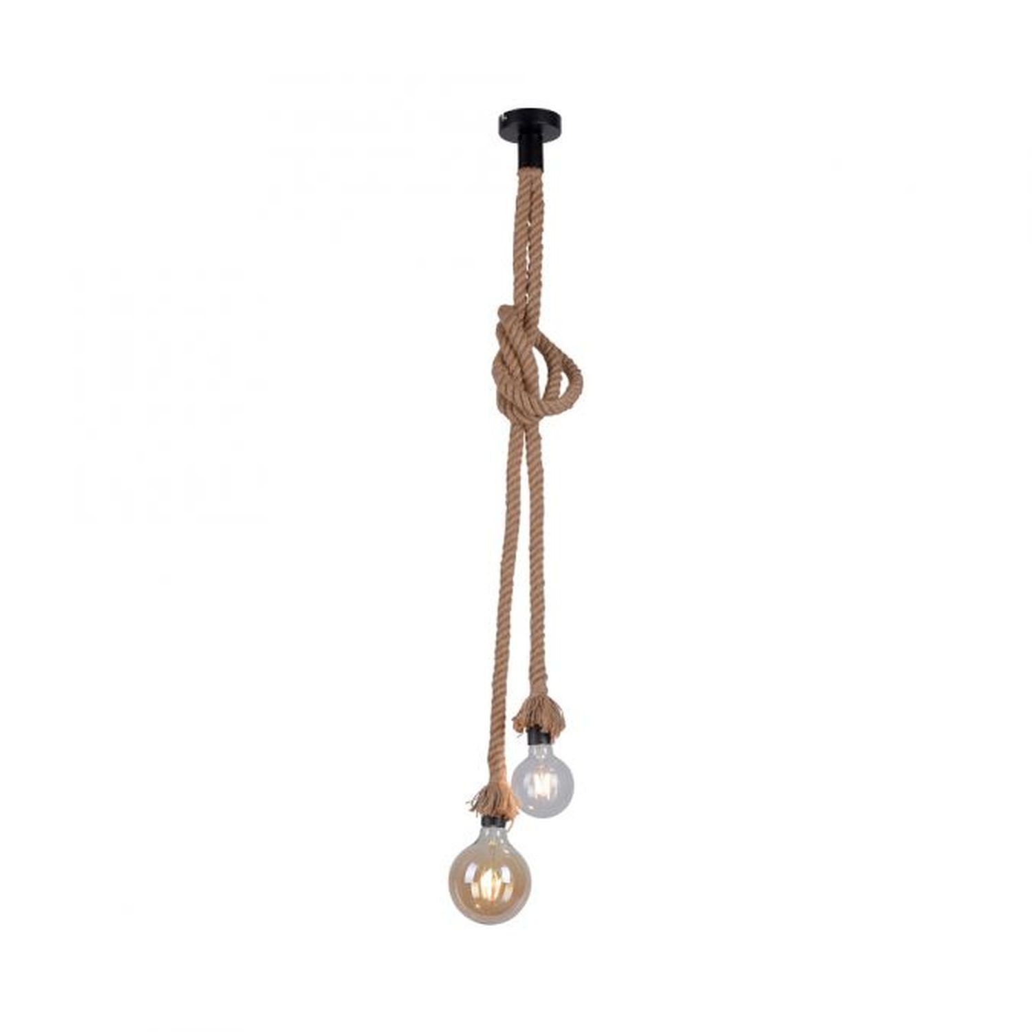 Licht-Erlebnisse Pendelleuchte HILTEN, ohne Leuchtmittel, E27 H: max. 155 cm Natur 2-flammig Vintage Design
