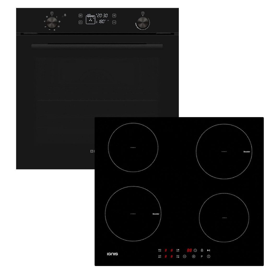 VESTEL Backofen-Set Backofen 78L Pyrolyse visioTouch+ Bauknecht Induktionskochfeld Booster, Pyrolyse-Selbstreinigung