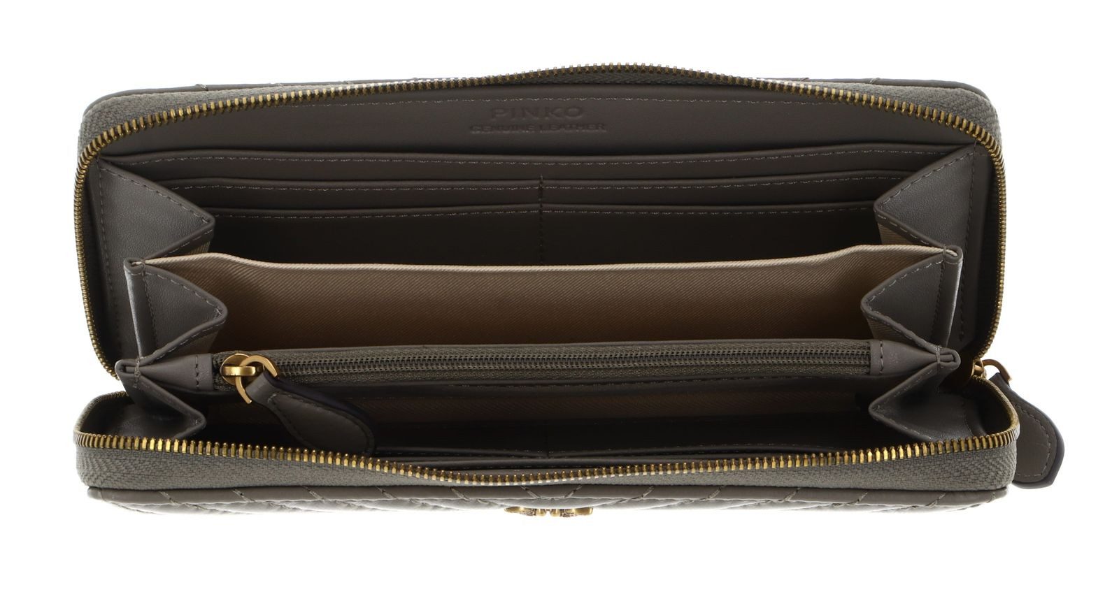 PINKO Geldbörse Zip Around Sheep Nappa Chevron, aus echtem Schafsleder