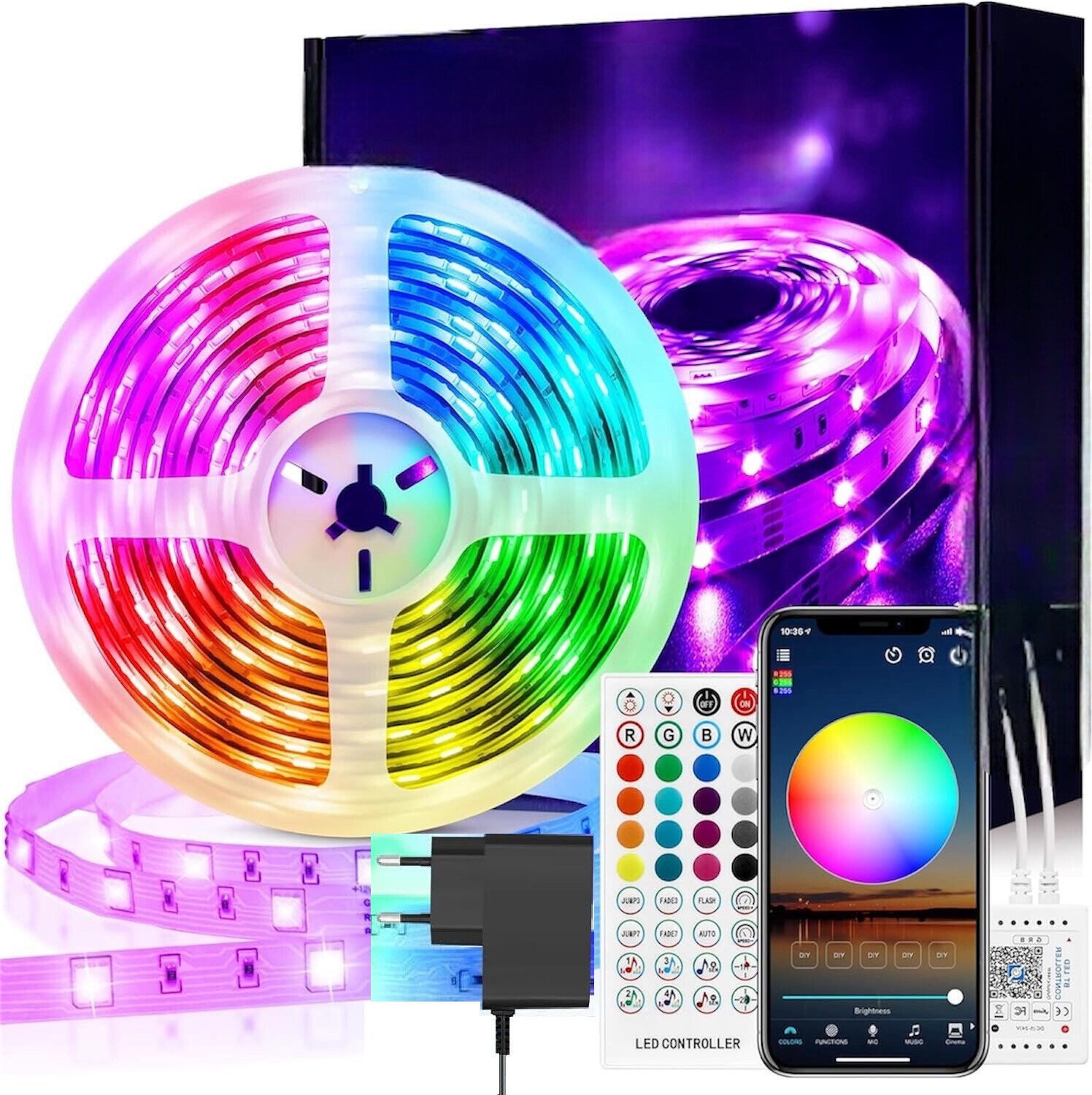 SpionProfi LED Stripe 5M RGB LED Streifen Bluetooth Selbstklebend mit Fernb günstig online kaufen