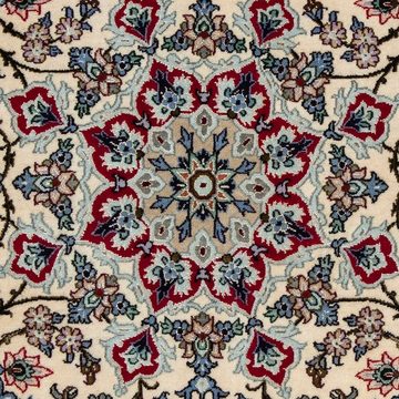 Orientteppich Perser - Isfahan - Premium - 101 x 70 cm - beige, morgenland, rechteckig, Höhe: 6 mm, Wohnzimmer, Handgeknüpft, Einzelstück mit Zertifikat