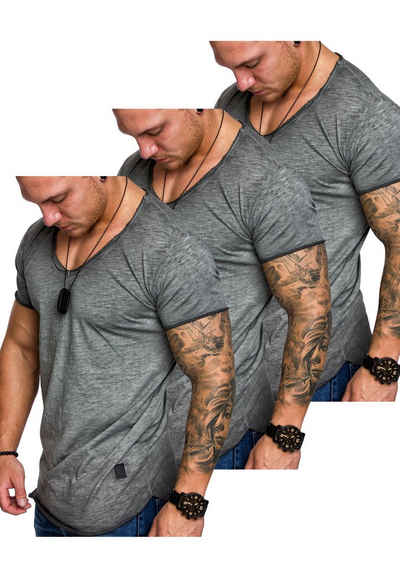 Amaci&Sons T-Shirt 3. NYC Herren 3er-Pack T-Shirts (3er-Pack) Herren Basic Oversize T-Shirt mit V-Ausschnitt