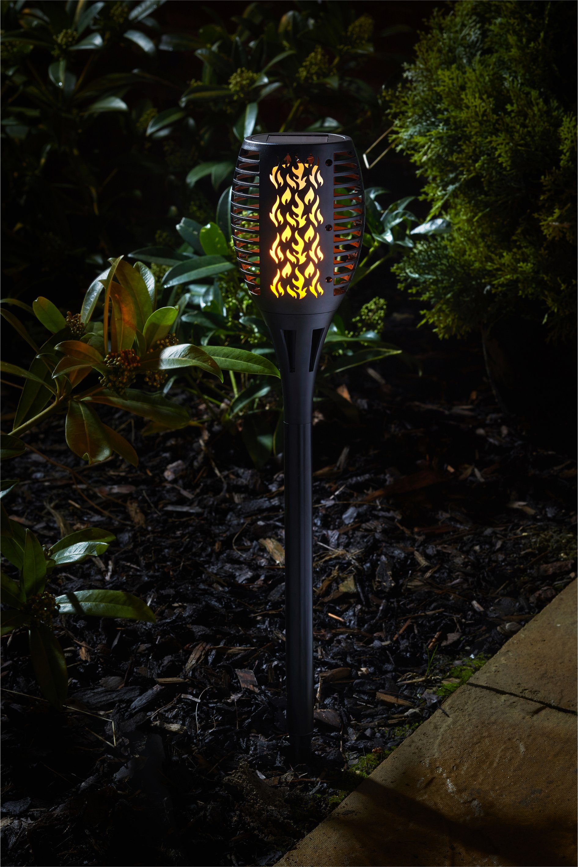 Dehner LED Solarleuchte Flammenfackel Nura, warmweiß, Ø 10 cm, Höhe 50 cm, Kunststoff, Warmweiß