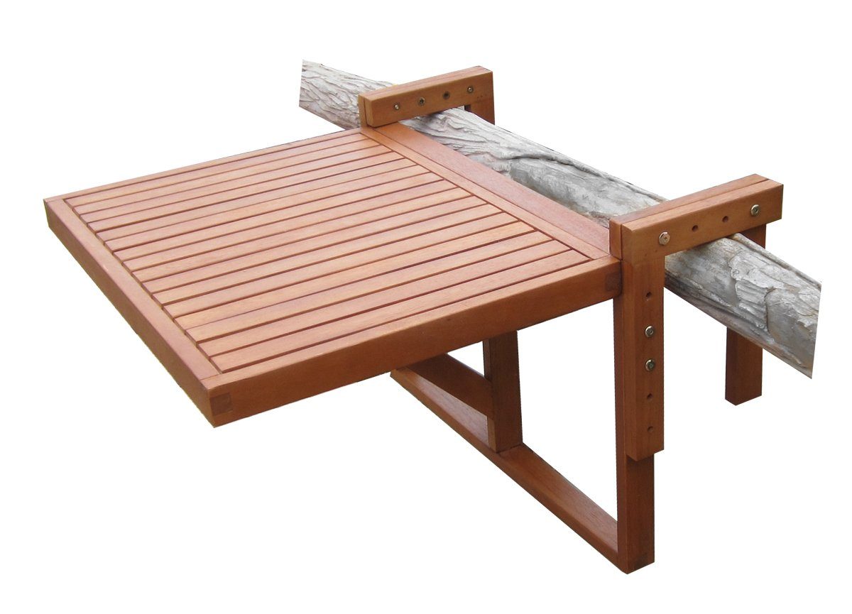 Spetebo Balkonhängetisch Teak Holz Balkon Hängetisch BERKELEY 65 x 64 cm (Stück, 1-St., Hängetisch), Eukalyptus Klapptisch zum Einhängen